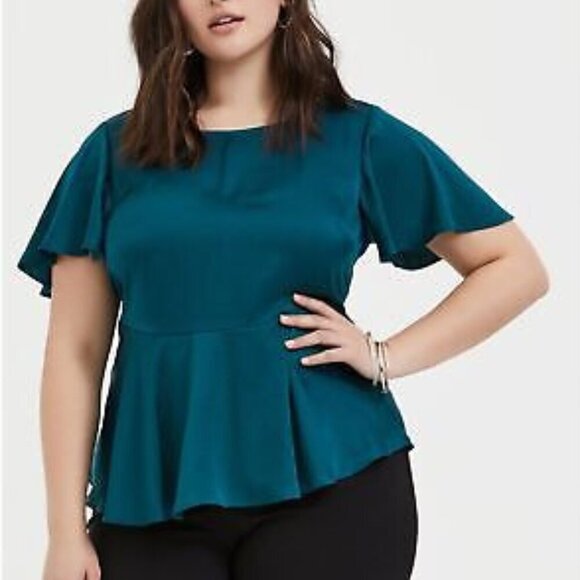 NWT TORRID | Teal Short Sleeve Charm Blouse | Sz. 3X - Picture 1 of 7